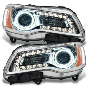Chrysler 300 Headlight Assemblies - ORACLE Lighting - NON HID LED Halo, Chrome Housing - Red - `11-`14